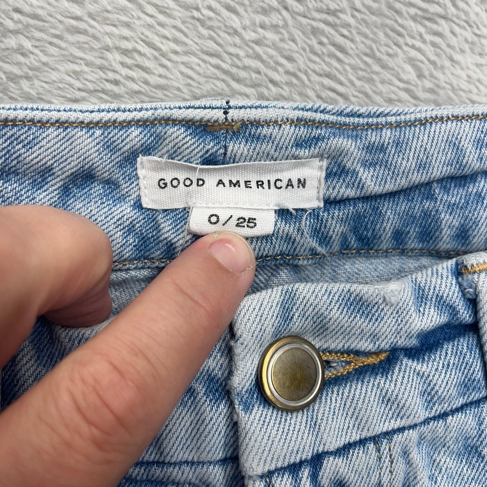 Good American High Rise Straight Leg Jeans Light Wash Denim Size 0 25 - Picture 6 of 9